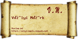 Vályi Márk névjegykártya