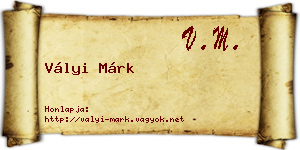 Vályi Márk névjegykártya